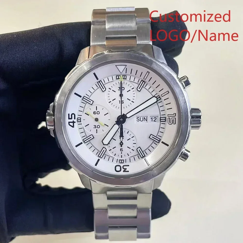 A88 Store  Men Chronograph VK63 Watch Aquatimer Watches Multifunctional Stainless Steel Black Blue Rubber Customized