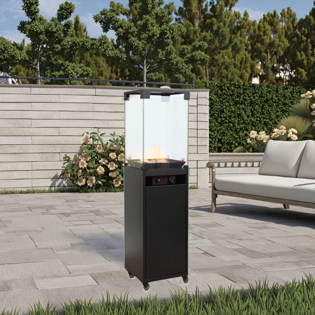 Riscaldatore da patio portatile a gas propano diretto in fabbrica da 8 kW 8 kW indipendente per terrazza da giardino esterna approvato CE