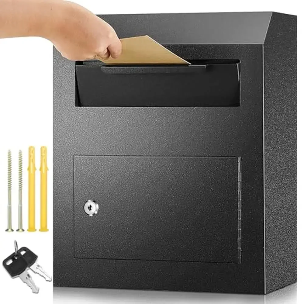 

Heavy Duty Wall Mount Locking Drop Box Mail Rent Payments Keys and Checks Secure and Reliable Outdoor Key Drop Box Weather