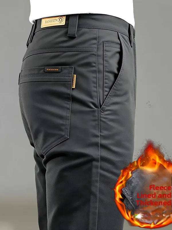 

Men's Thiened Fce Casual Pants Loose Straight Leg Pure Cotton Long Trousers Autumn Winter New Sle Simple Faionable