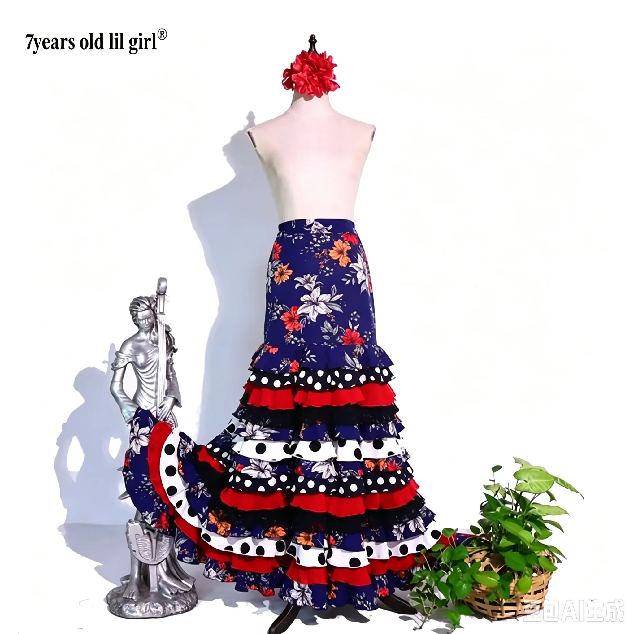Spanish Flamenco Costume Performer Skrit For Women And Girls Gypsy Ballroom Performance Dance Wear Multiple Colors BB03