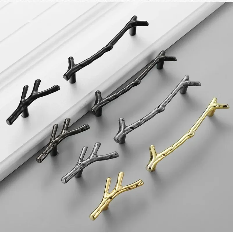 Tree Branch Furniture Handle 96mm 128mm Black Silver Bronze Kitchen Cabinet Handles Drawer Knobs Door Pulls Hardware