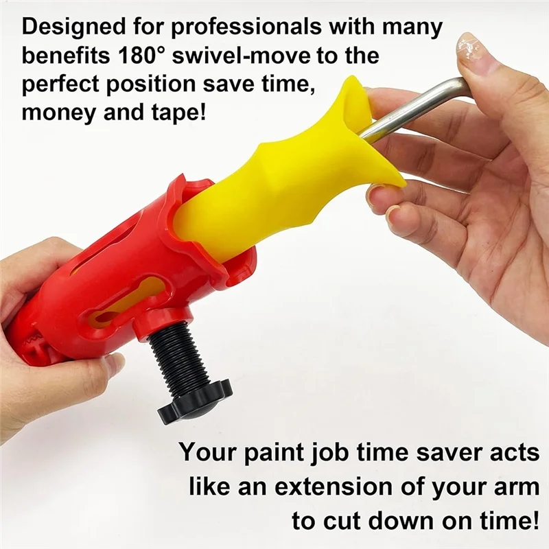 ABRW-Multi-Angle Paint Brush Extender Red, Paint Edger Tool For High Ceilings, Extension Pole Attachment Holder