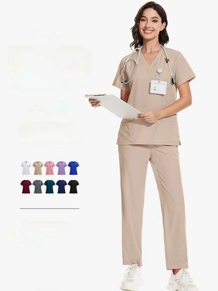 NiaaHinn Lightweight Breathable Comfortable Elastic Blue Work Uniform Set Dental Clinic Hand Washing Gown Doctor Work Uniform