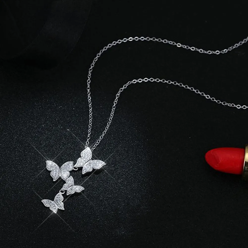 

Elegant Butterfly Necklace Women 925 Sterling Silver Delicate Pendant Clavicle Chain Special Occasion Jewelry Gift for Wife
