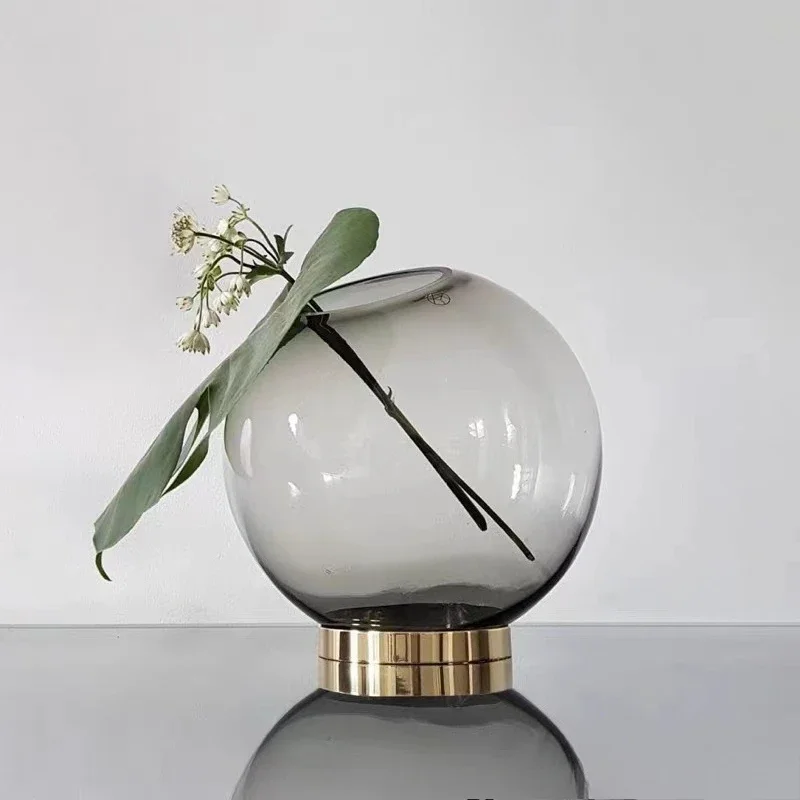 

Simple round glass vase dining room living room hotel decorative flower ware