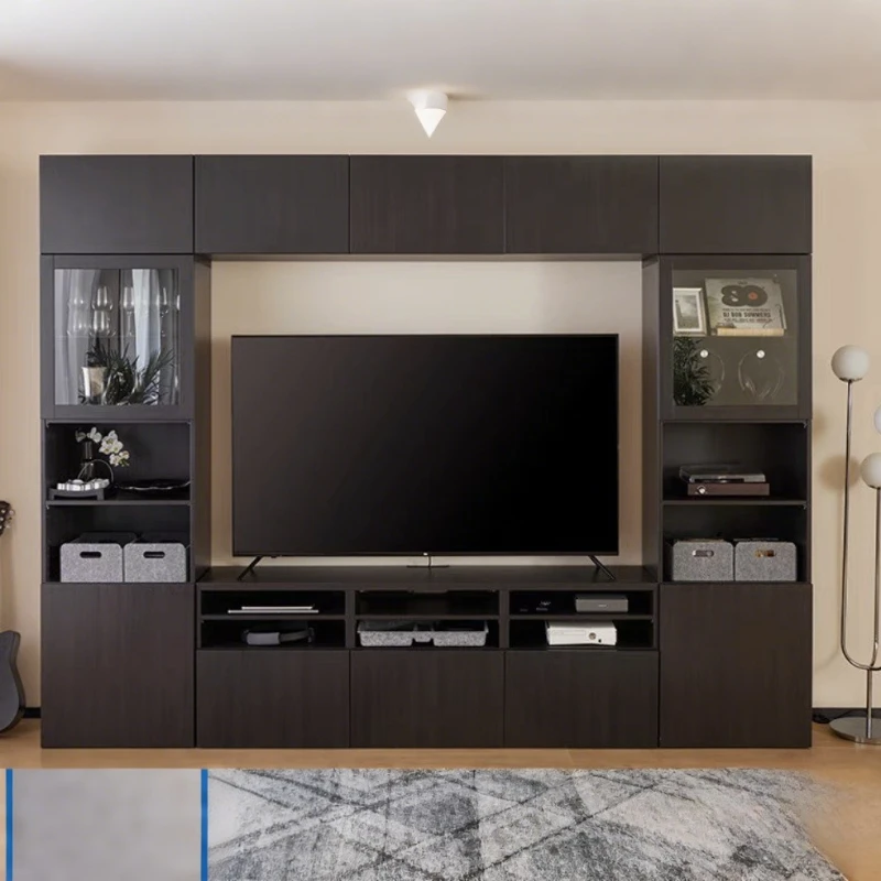 

TV cabinet glass modern simple combination audio-visual equipment storage