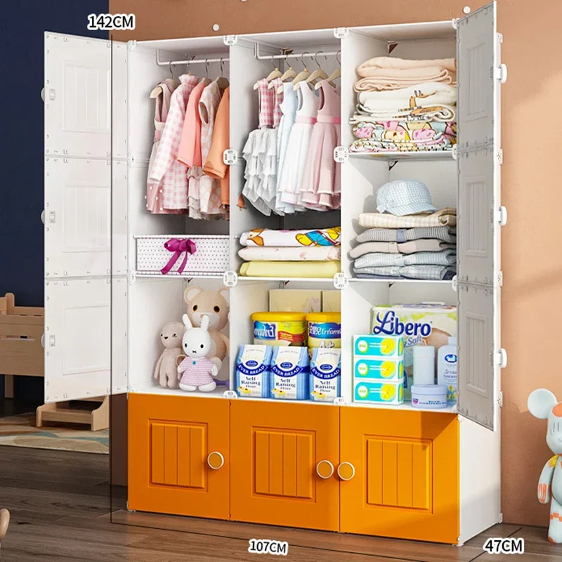 Cheap Cupboard Wardrobe Kids Simple Minimalist Makeup Display Wardrobe Modern Nordic Shelves Plastic Armario Hotel Furniture