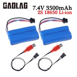 18650 7.4V 3500mAh Li-ion Battery With SM4P plug And USB Charger for Udi007 Udi001 UDI002 UDI902 HJ806 960 961 962 RC Car Boats