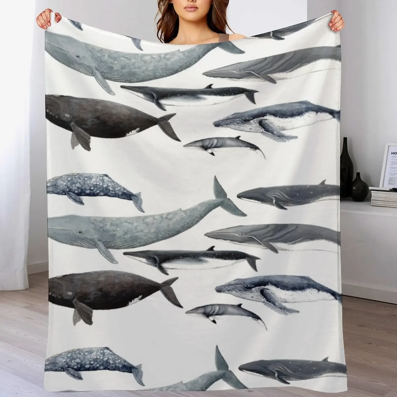 Whales and right whale Throw Blanket wednesday Hairy Summer Luxury Designer Blankets