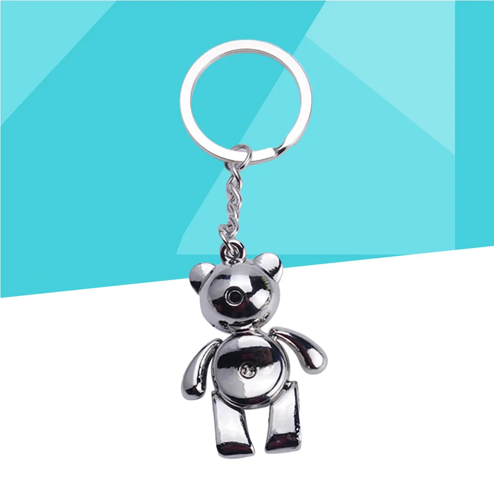 

Bear Keyring Metal Keychain Keyring Purse Bag Decoration Creative Gift Keyfob (Silver)