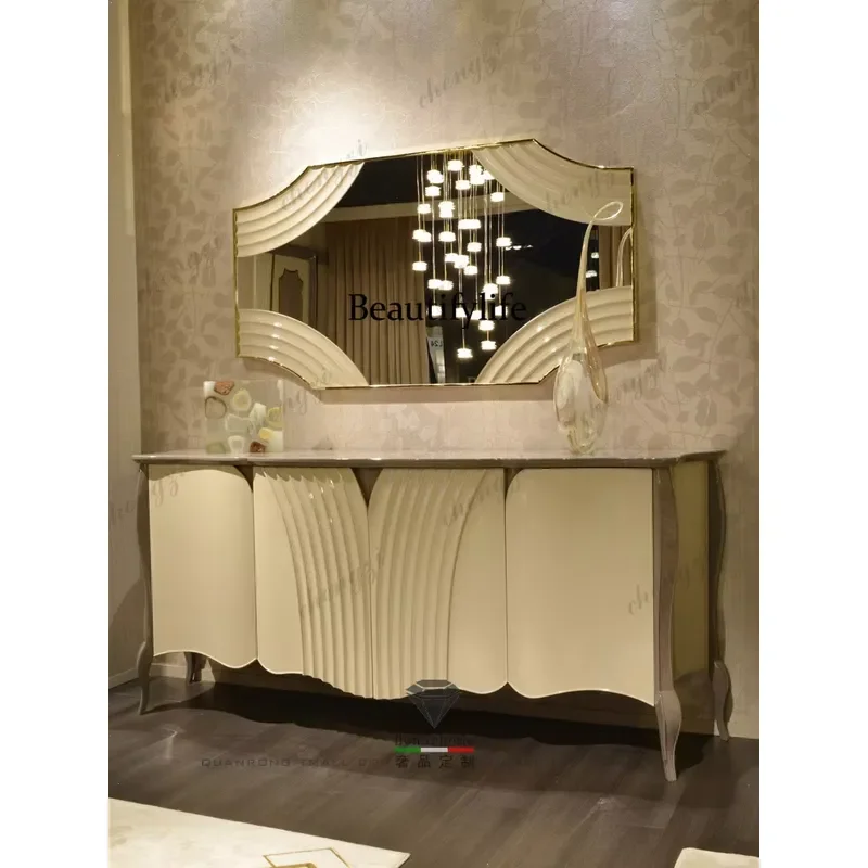 for Entrance Cabinet Solid Wood Painted Shoe Cabinet Light Luxury Dining Side Cabinet New Model