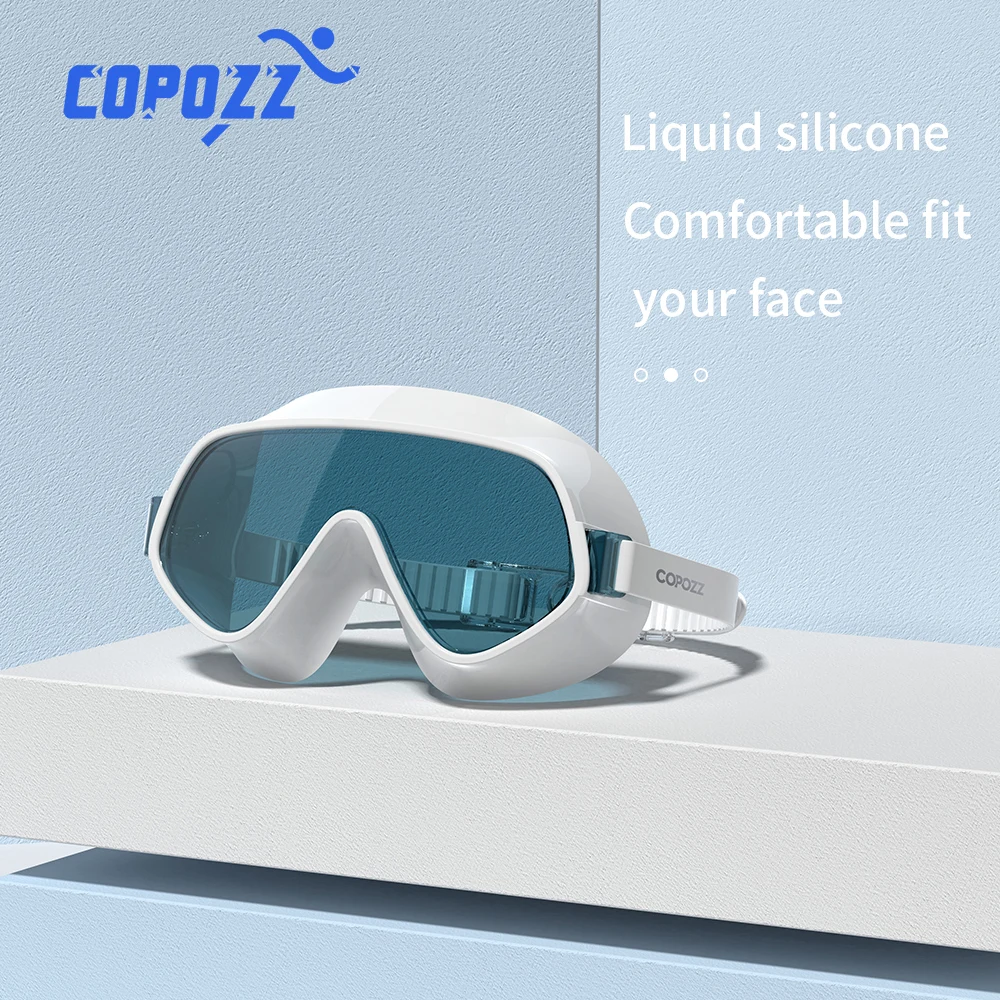 COPOZZ Swimming Glasses Professional Silica Adult Swim UV Anti Fog Adjustable Clear Wide Women Man Diving Swimming Goggles Pool