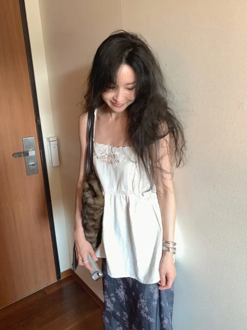 Korean Style Ruffled Lace Trim Halter Top Vintage Embroidered Breeze through Spring Summer Autumn Fashionable Women's Shirt
