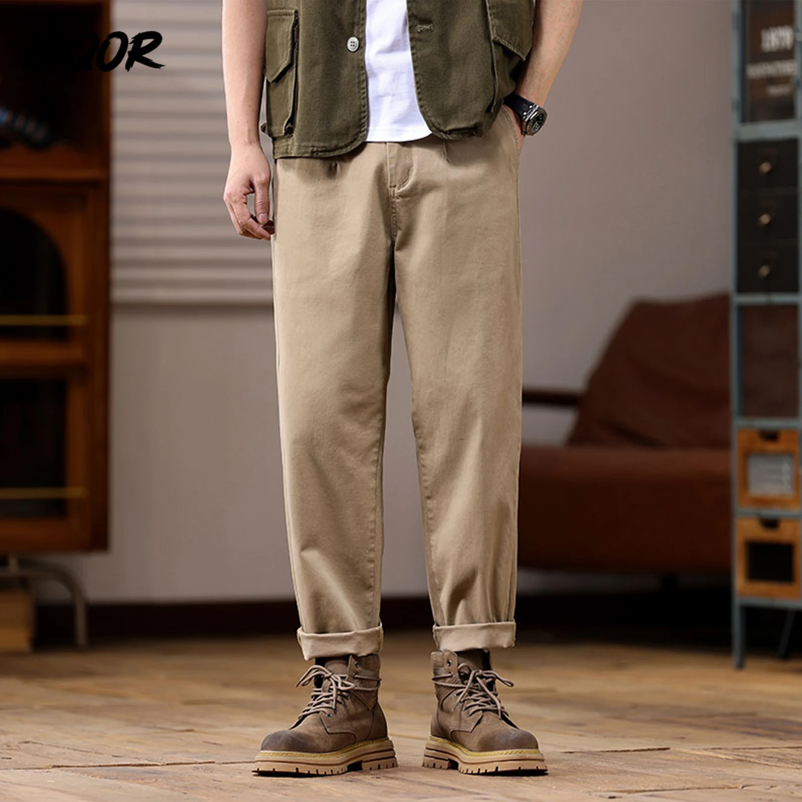 

HIQOR New In Khaki Man Pants Summer Classic Fashion Solid Baggy Casual Pants Men Cotton Pantalones Cargo Trouser Men Ropa Hombre