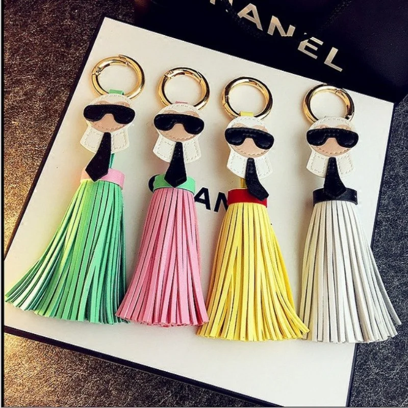 Fashion PU Leather Tassel Keychain Cute Handbag Pendant Luxury Style Charm Keyring Hanging Ornaments Gift for Friends Wholesale