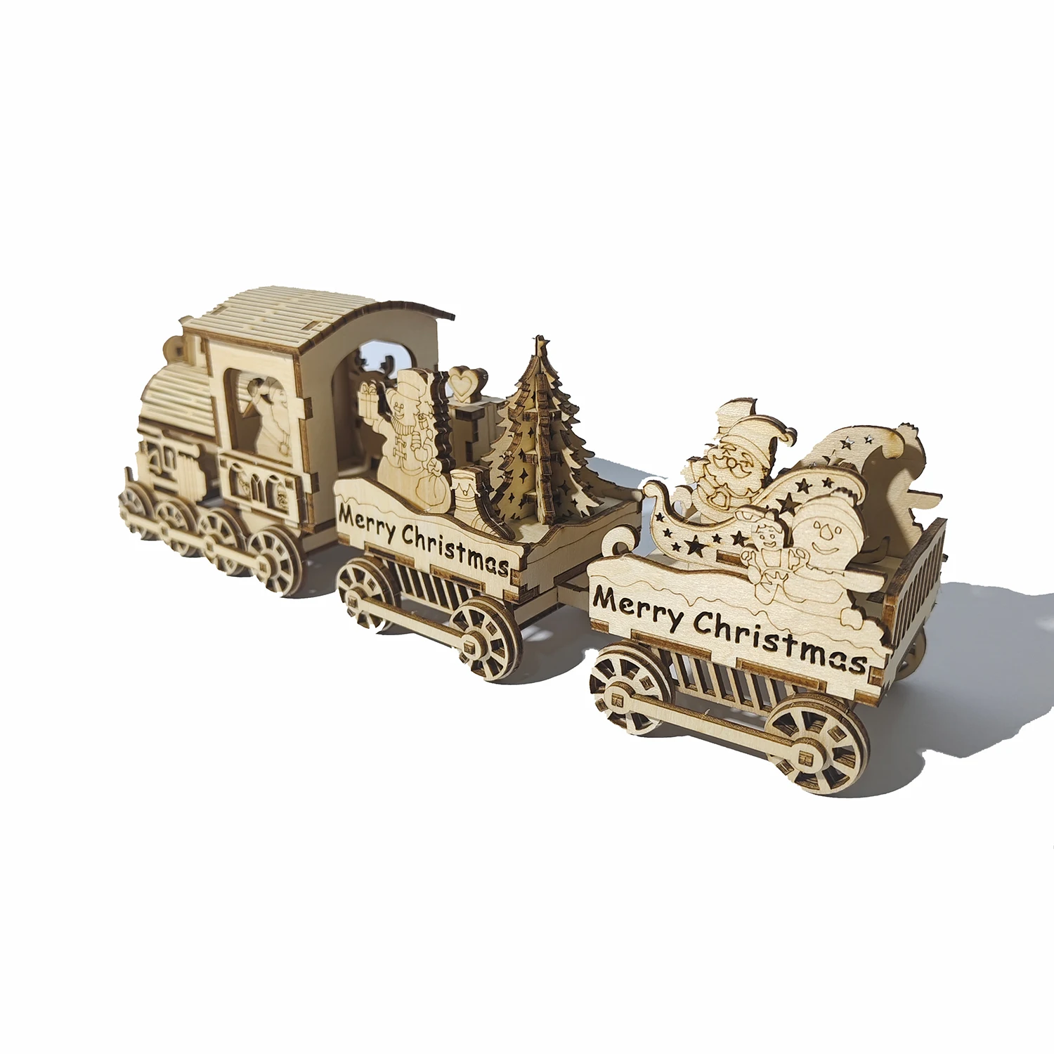 DIY Puzzle Christmas Train Puzzle, 3D Wooden Christmas Train Puzzle Set