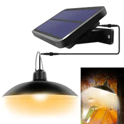 Solar Pendant Light Outdoor Indoor 2400mAh Solar Shed Lights Remote Control Timer 3M Power Cord Garden LED Spotlight