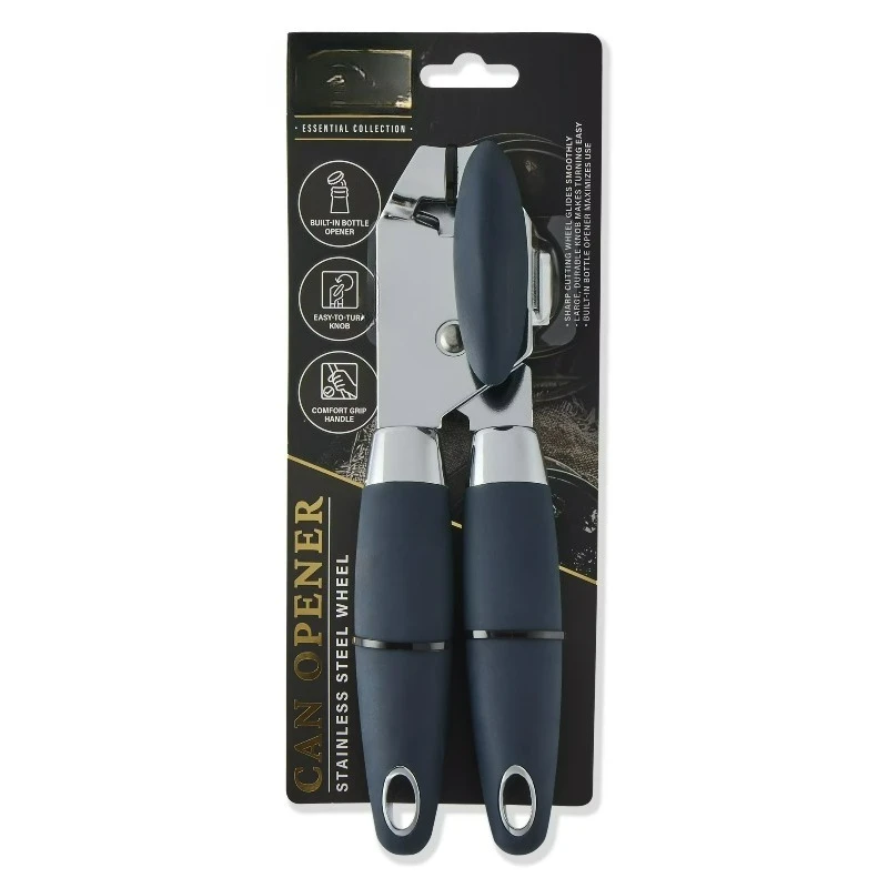 Manual Stainless Steel Can Opener with Easy-Turn Knob