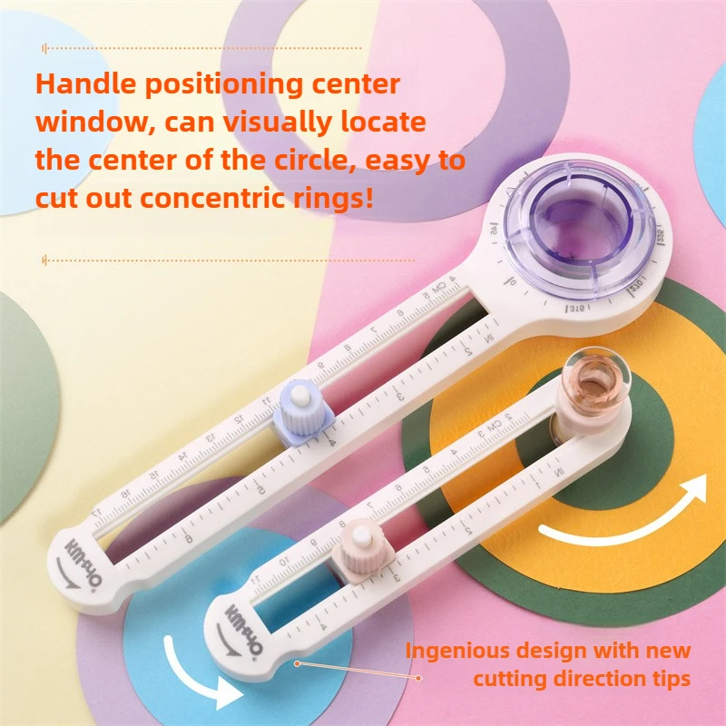 KW-TRIO Round Cutting Knife DIY Compass Circle Cutter 360 Adjustable Scrapbooking Cutters Circular Paper Scrapbooking Hole Punch