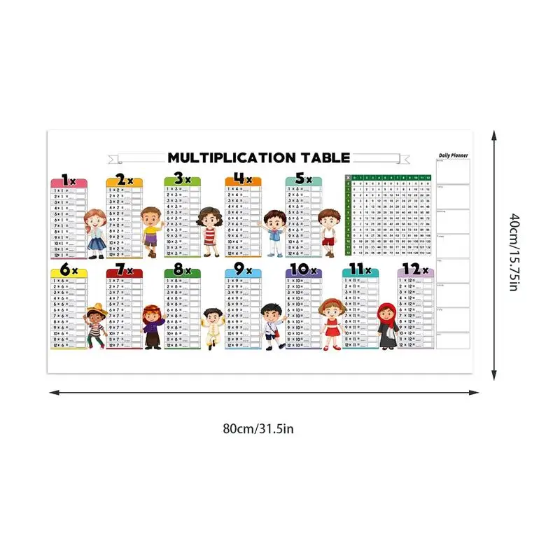Dry Erase Multiplication Sheet Easy to Use Educational Tool Learning Math Board Reusable Colorful Times Table Chart for Student