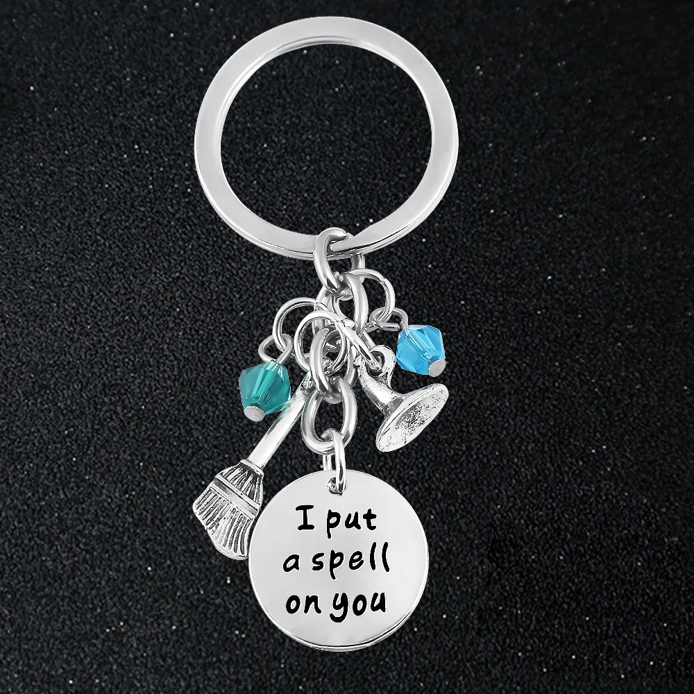witcher keychain Broom Wizard Hat Mage Cap Castle Key Chain Stainless Steel Women Jewelry Accessories Friend Gifts Fashion