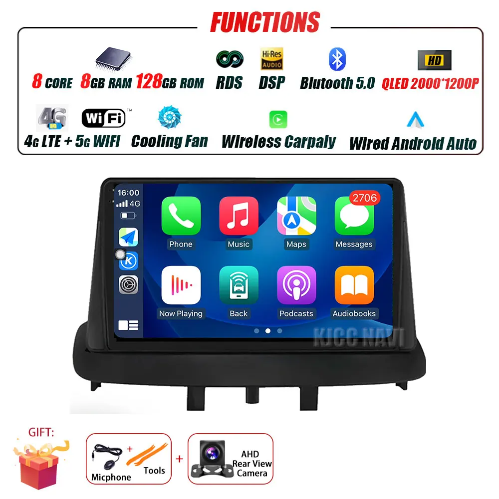 Android 16 voor Renault Megane 3 Fluence Samsung SM3 2008 - 2017 Multimedia Speler DSP CarPlay GPS Autoradio