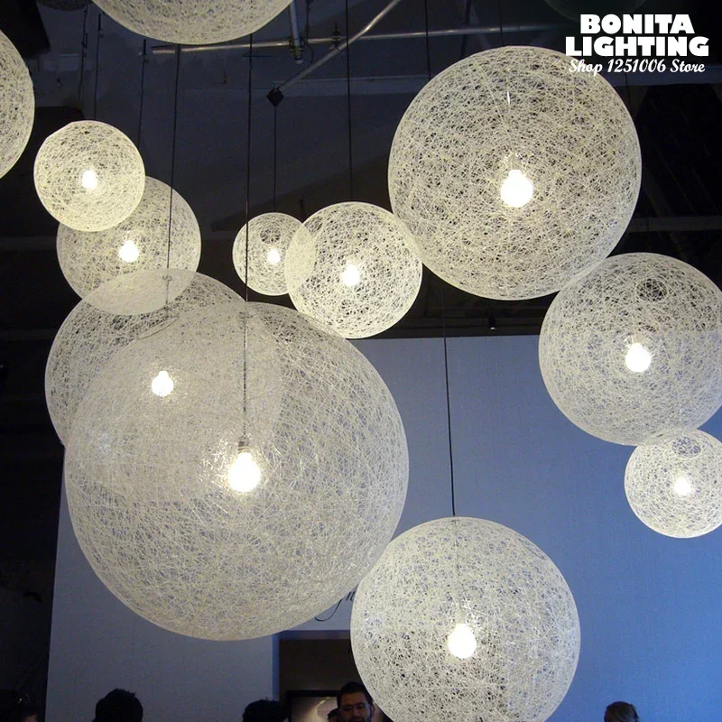 Modern Wicker Handmade Natural Rattan Modern Pendant Lamps Interior Design Dinning Room Market Pendant Light Round Ball Chanderl