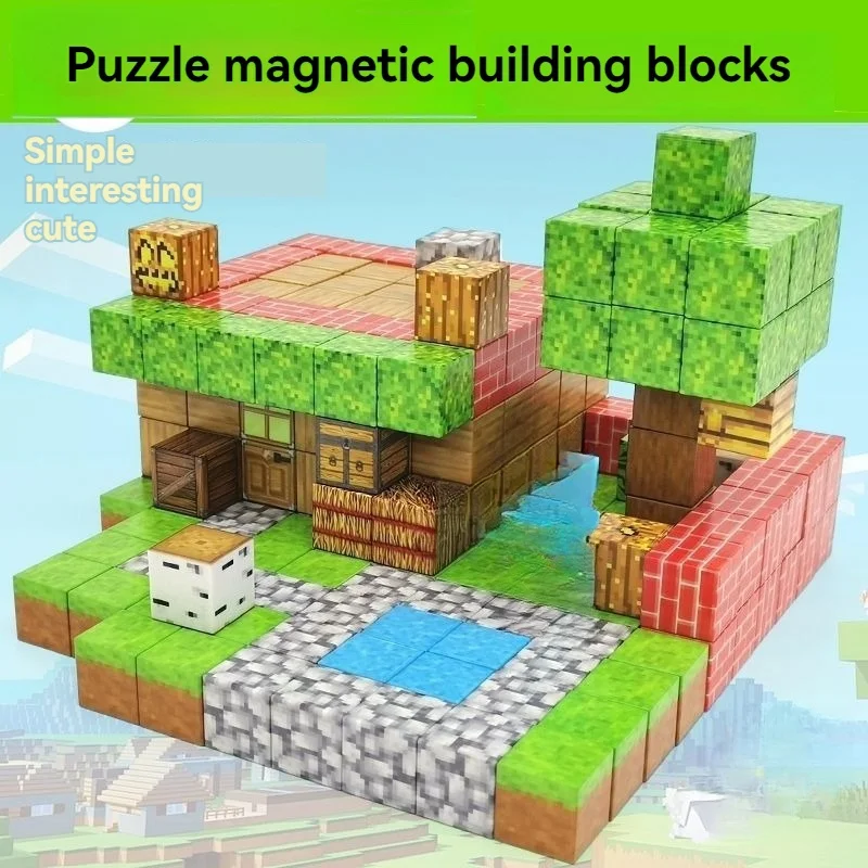 

Magnetic Blocks Toddler Toys for Boys Girls 3+ Build Mine World Magnet Cube Building Game Sensory Gift for Kids Starter Set