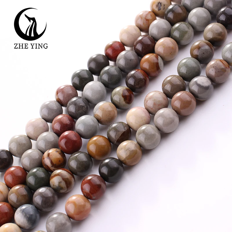 Zhe Ying Natural Cheap Rhodochrosite Stone Round Amazonite Jasper Chalcedony Beads for Bracelet DIY Jewelry Making Strand 15''