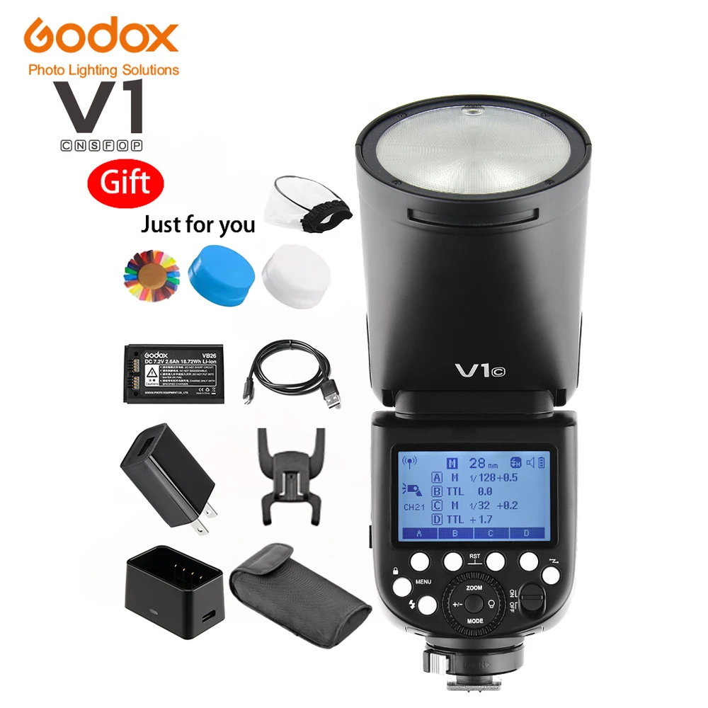 

Godox V1 Speedlite Flash TTL HSS 1/8000s Li-ion Battery V1S V1C V1N V1F V1O Speedlite for Sony Canon Nikon Fuji Olympus