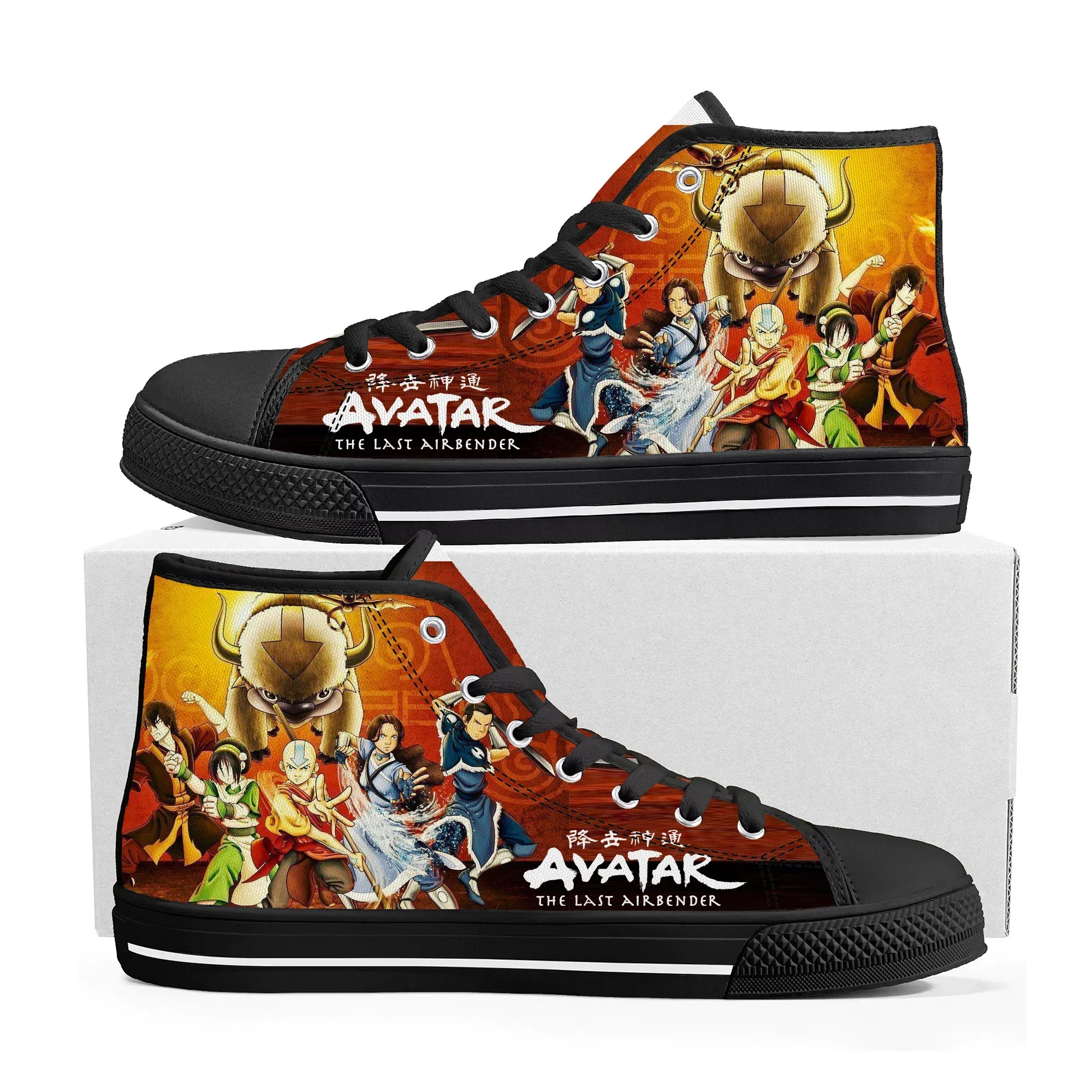 Avatar The Last Airbender High Top Sneakers Mens Womens Teenager High Quality Canvas Sneaker Casual Couple Shoes Custom Shoe