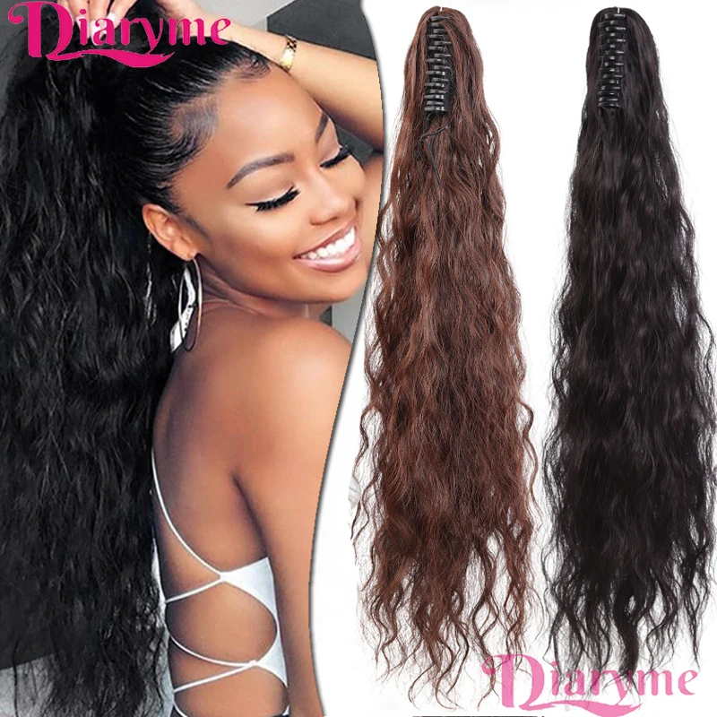 

26-дюймовый термостойкий синтетический накладной хвост на заколке-крабе, легко носить, мгновенно создает потрясающую прическу для женщин