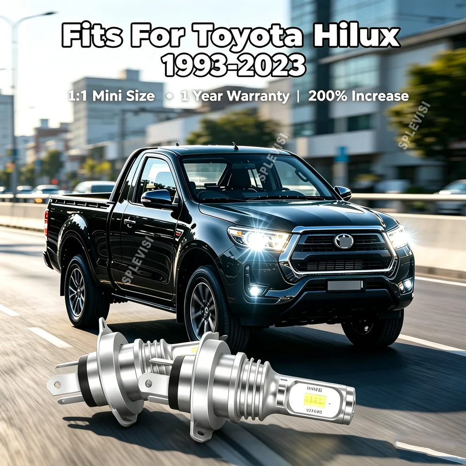 2Pcs of 70W LED H4 Headlight High Low - improving  your lighting needs For Toyota Hilux 1992-2017 2018 2019 2020 2021 2022 2023