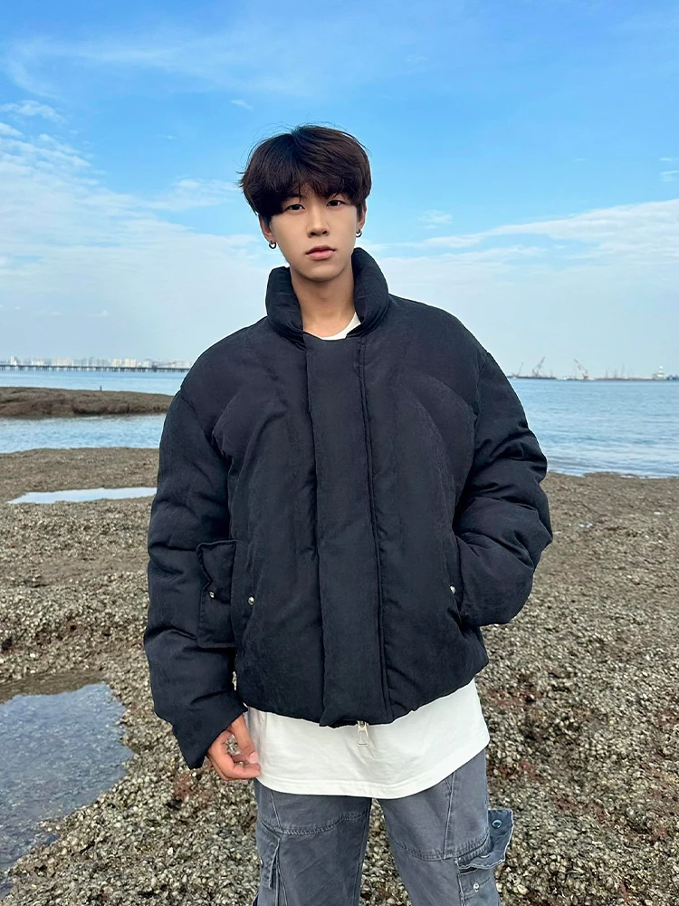 

Retro American Washed Short Cotton Jacket Men's Winter Trendy Thickened Stand Collar Bread Style Warmth High-End Feeling Coat