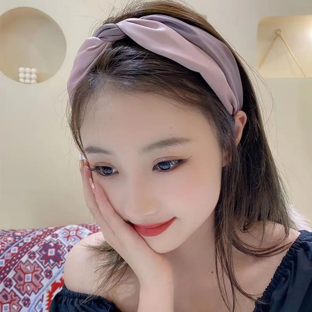 New cross two-colors headband simple wide edge satin hair band fashion women hair accessories
