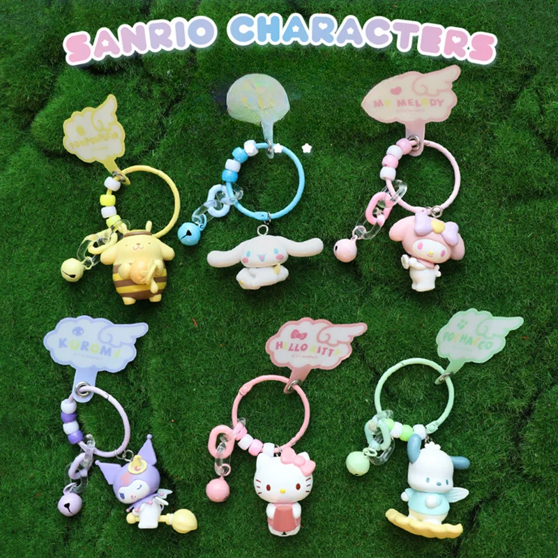 Sanrio Nature Elf Series Charm Girly Heart Keychain Hello Kitty My Melody Decorative School Bag Children's Toy Birthday Gift