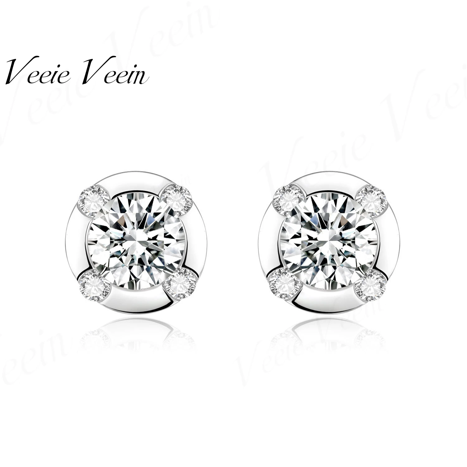 Veeie Veein S925 Silver Cultured Diamond Stud Earrings for Women, Delicate and Simple Silver Ear Cuff Accessories