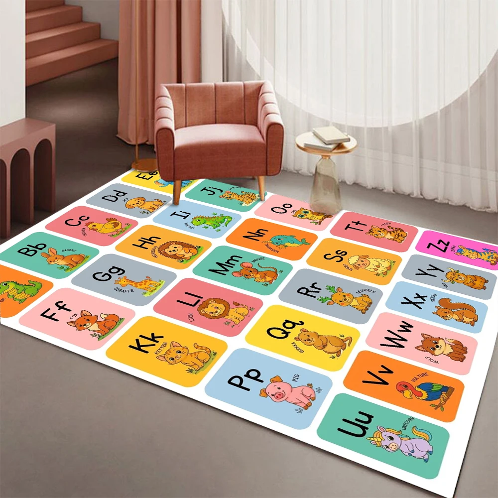 ABC Alphabet Kids Educational Carpet Non-slip Children's Room Rug for Toddler Learning Numbers Colors Phonics Home Decor Mat