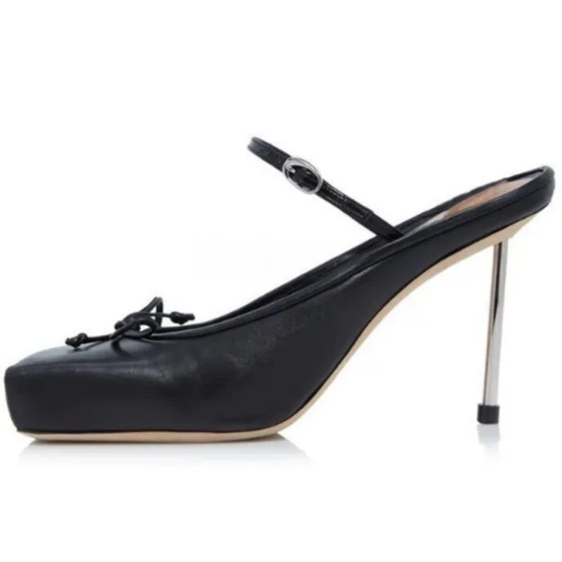 

Летние женские сандалии нового дизайна с металлическим покрытием, женские туфли-лодочки на очень высоком каблуке с квадратным носком и пряжкой, пикантные женские туфли большого размера на мелком каблуке