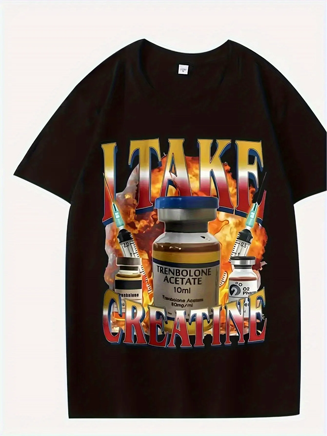 Take A Creatine Acetate Supplement and It Works Wonders! Muscle Band T-Shirt for Men's Women Crew Neck Short Sleeve Gym Fitness