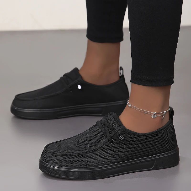 Outdoor Walking Men Casual Sneakers Solid Color Breathable Upper Wear Resistant Outsole Minimalist All Match Flat Shoes