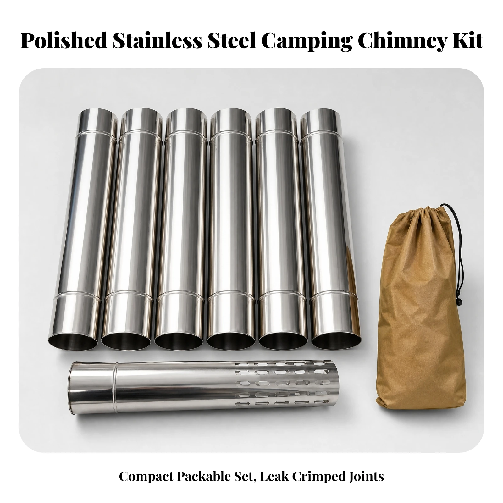Chimney Pipe Kit with Ember-Arrestor Arrestor Detachable Heater Pipe Set with Storage Bag Hardware Easy to Install for Campers