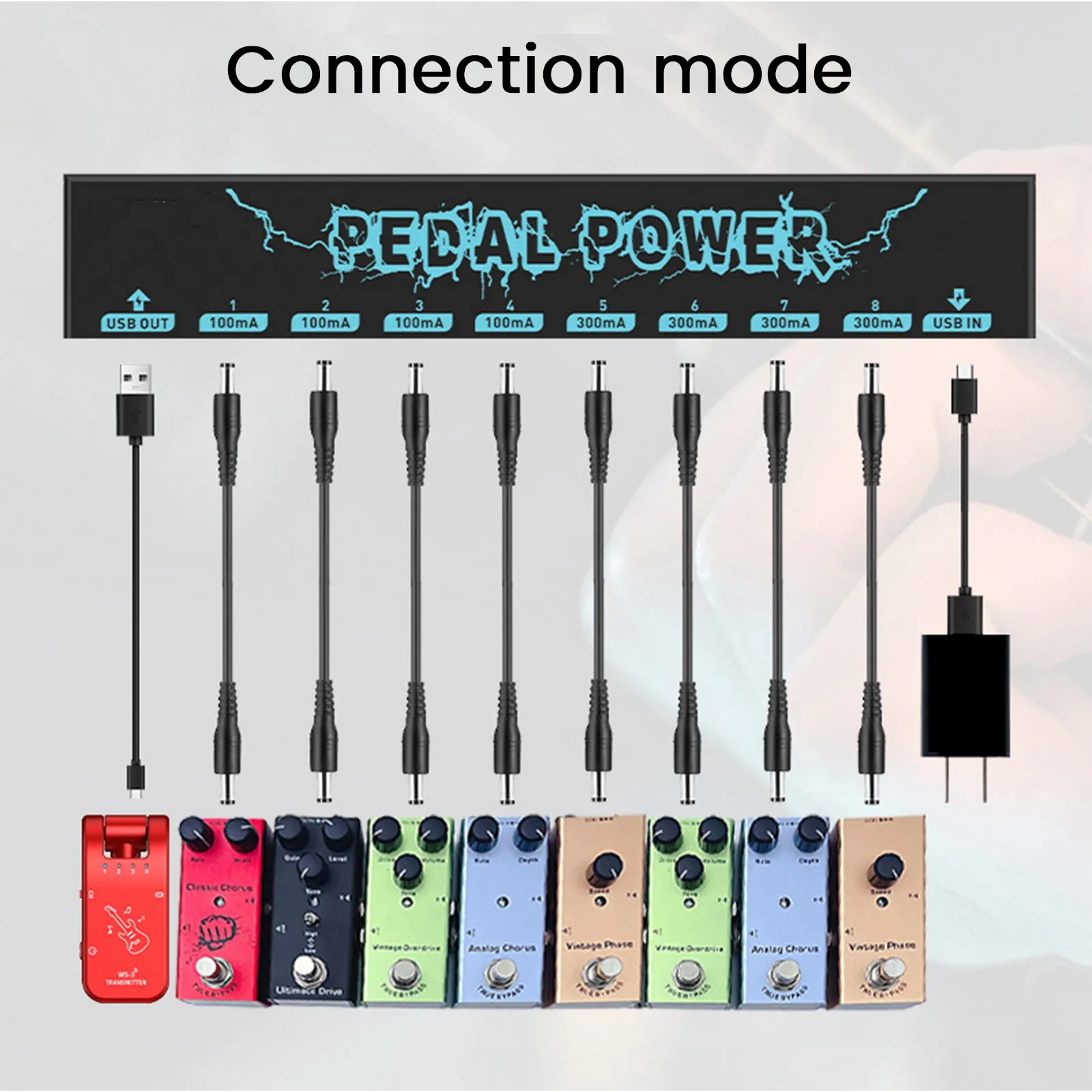 B48B-5V Guitar Pedals Power Supply With 8 Way Outputs Portable Durable Pedalboard Power Supply Guitars Effect Power Supply Durab