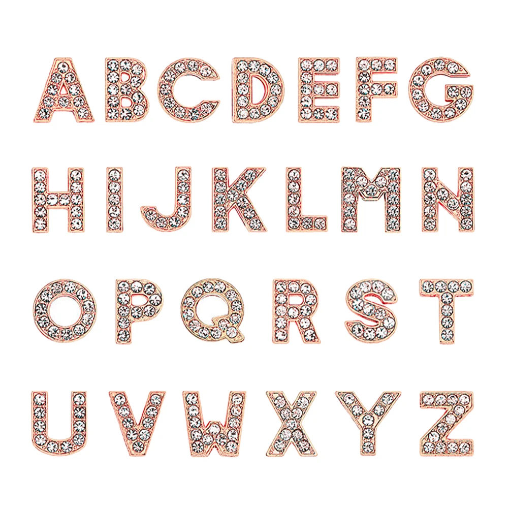 

26pcs Letter Charms 10mm Square Hole Beads Rose Gold Alloy DIY Bracelet Necklace Earring Crafts Jewelry Making Supplies