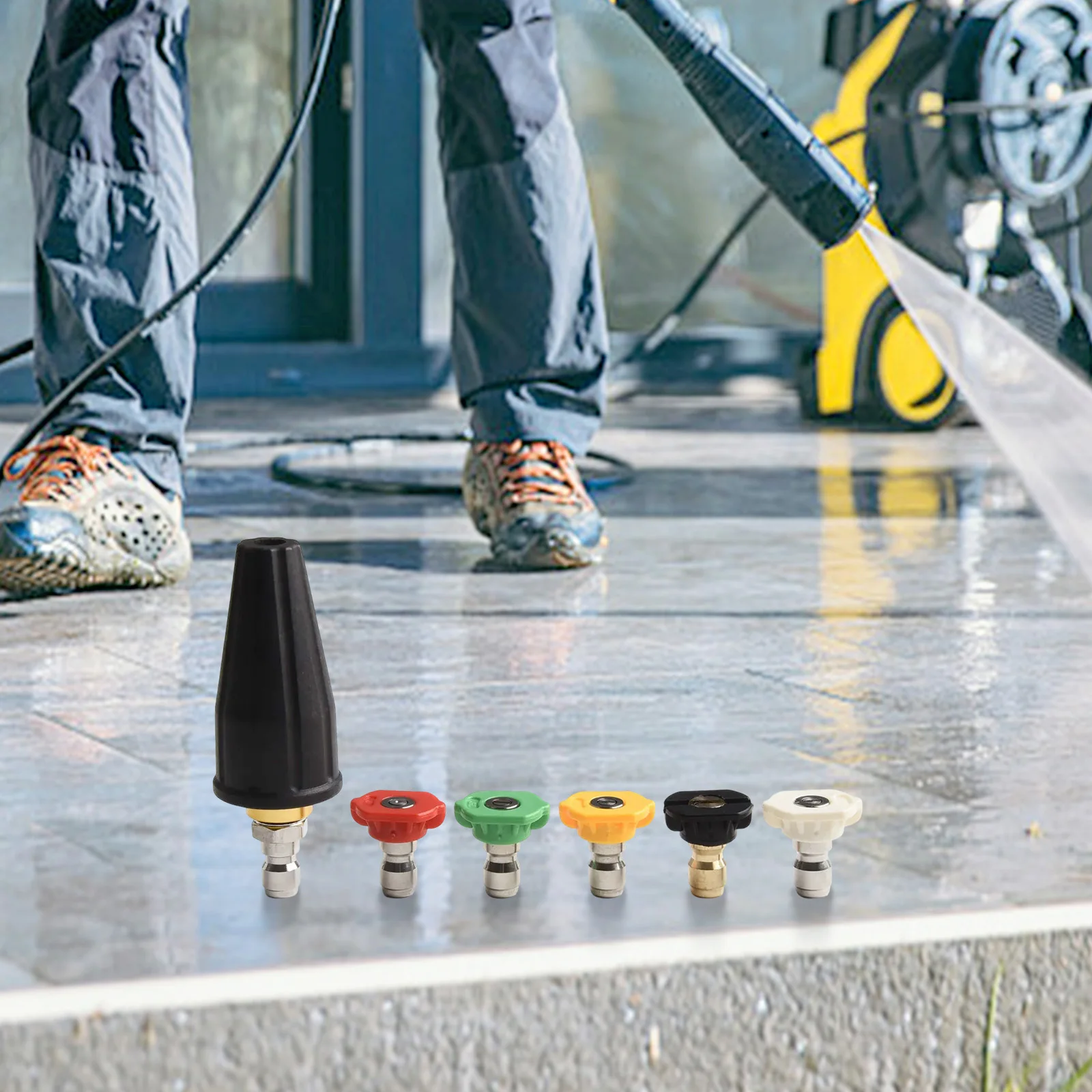 Turbo Nozzle Heavy Duty Rotating Nozzle with 5 Tips and 1/4 Quick Connect Fitting for 3600PSI For Pressure Washer