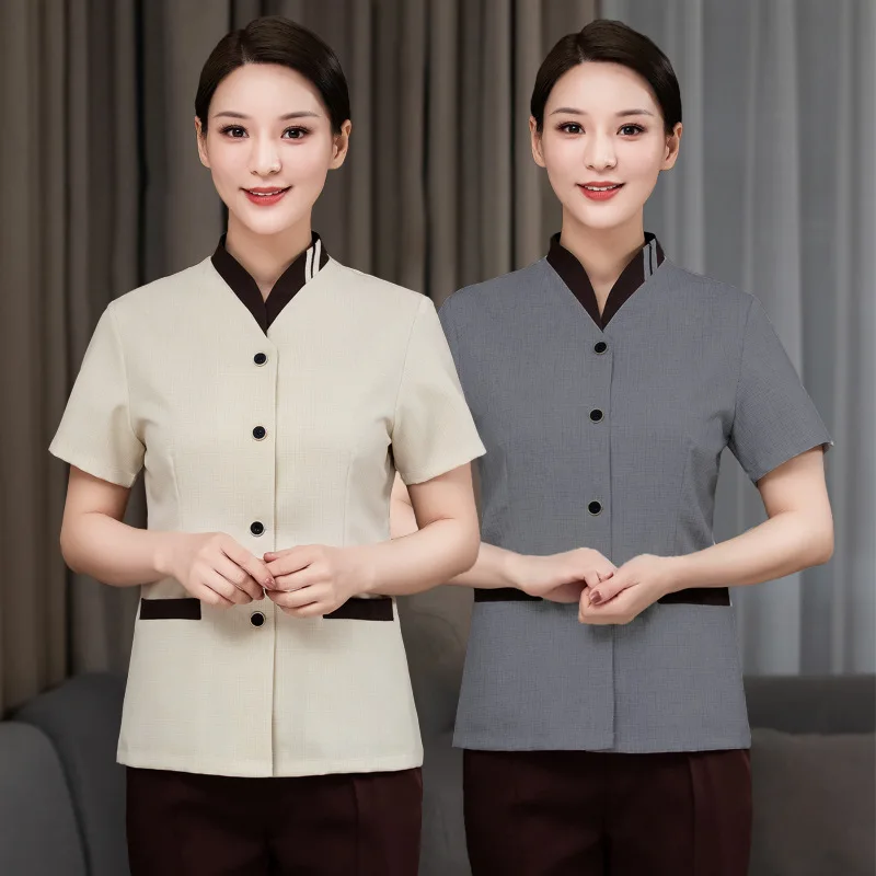 Cleaning Service Uniform Short Sleeve Female Cleaner Work Clothes Hotel Hotel Guest Room Aunt Property Cleaner Uniform Summer We