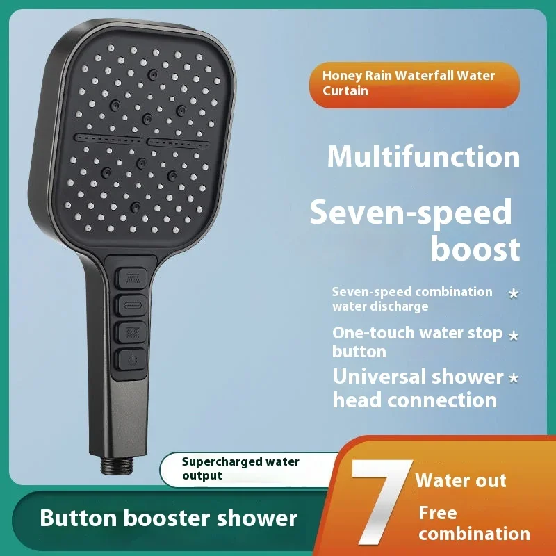 

One click water stop pressurized showerhead, flying rain waterfall shower, home shower, bathroom, shower pressurization