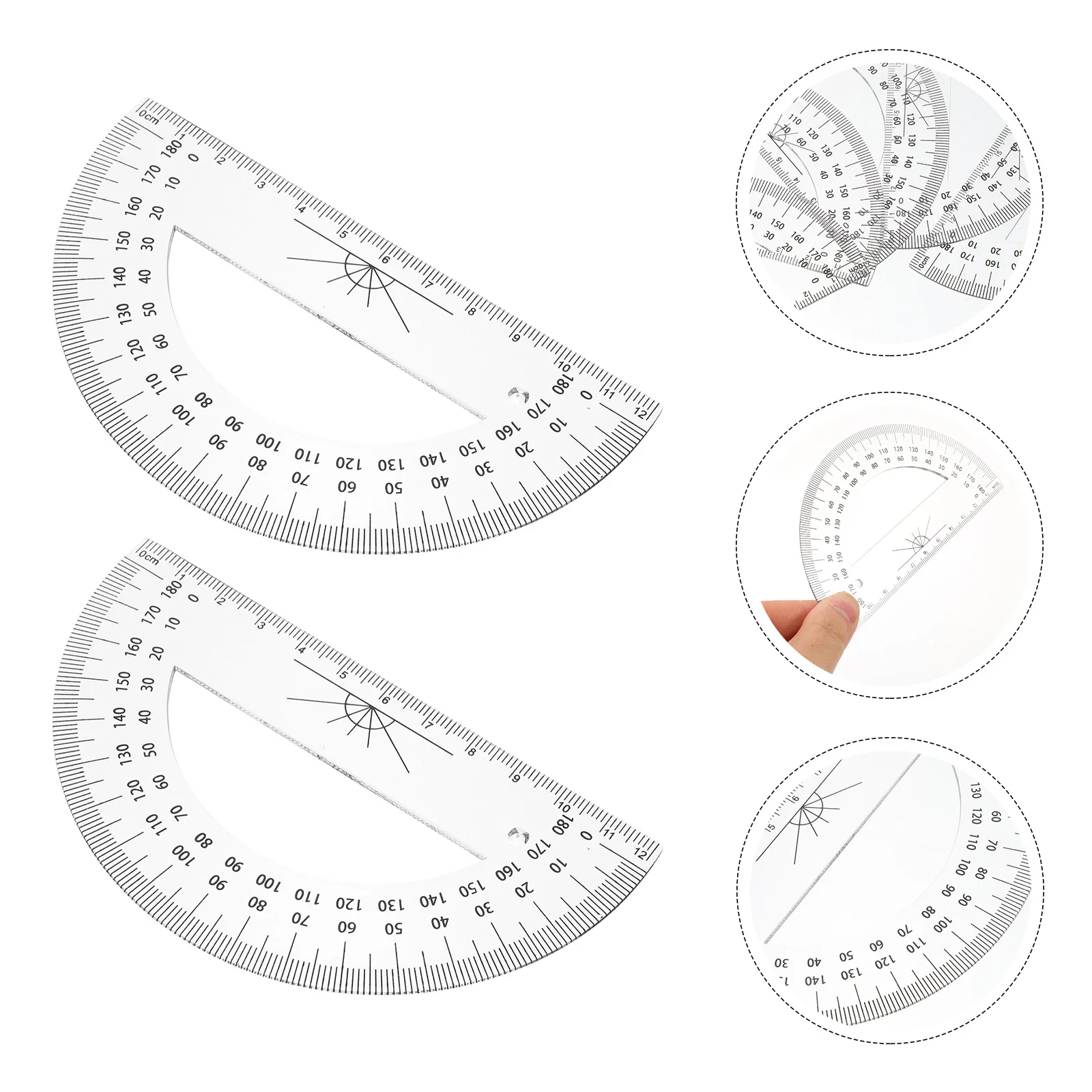 5pcs Plastic Half Circle Protractor 180 Degree Geometry Measuring Tool Student School Supplies Multi-Function Drafting Ruler