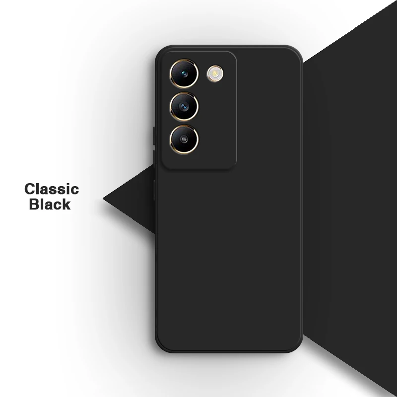 Capa de telefone de silicone líquido macio para vivo v40 se 5g 6.67 "shell funda silicone clássico borda reta capa traseira acessórios